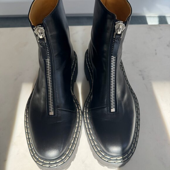 Proenza Schouler Black Chunky Leather Boot with Lug Sole and Zipper, Size 38 - Picture 4 of 15